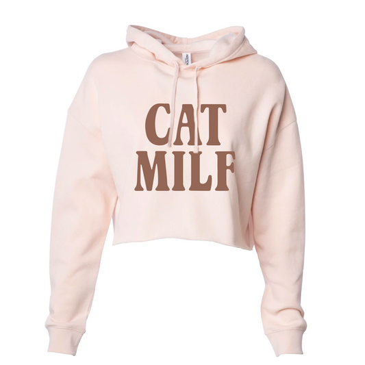 Cat Milf Cropped Hoodie Sweatshirt