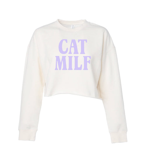 Cat Milf Cropped Crewneck Sweatshirt - Shitheadsteve