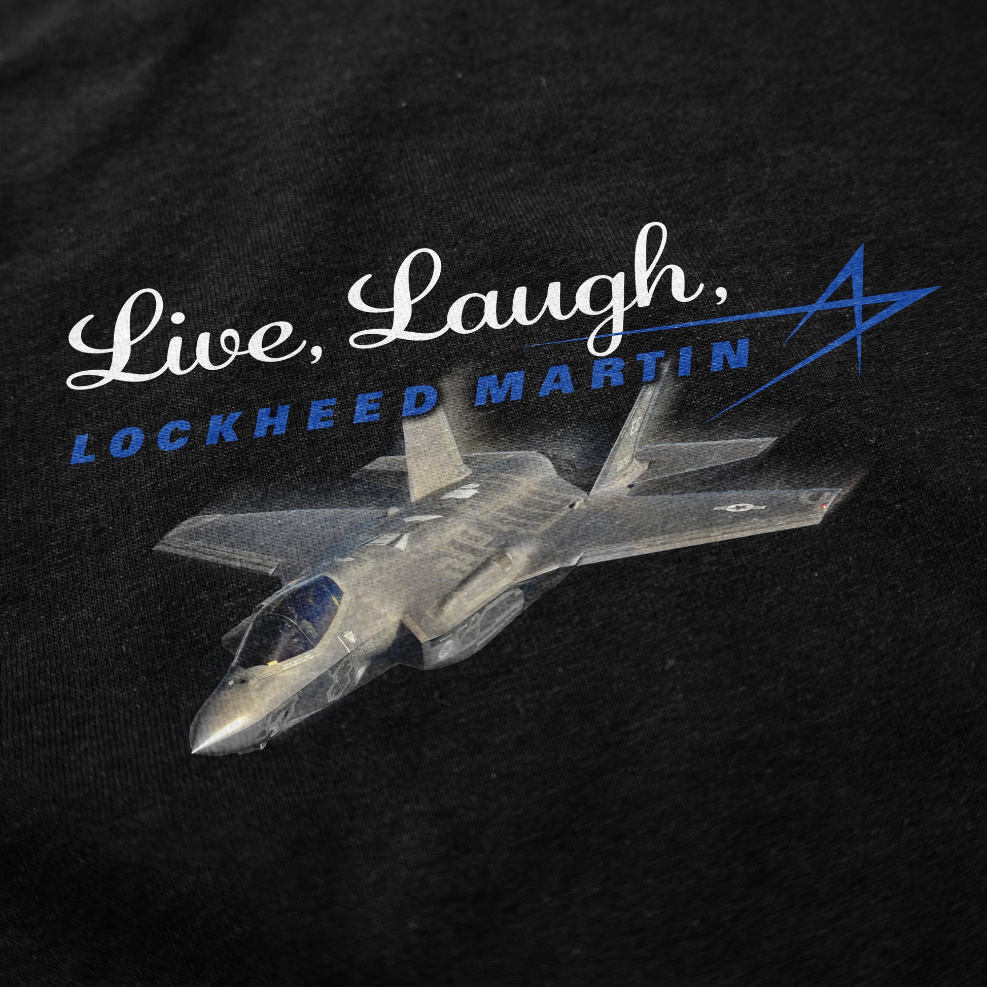 Live, Laugh, Fighter Jet Crewneck Sweatshirt - Shitheadsteve