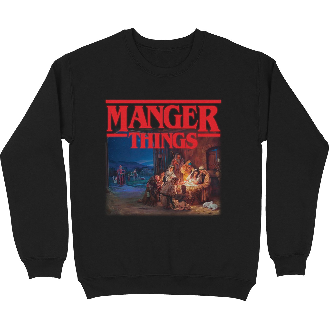 Manger Things Crewneck Sweatshirt - Shitheadsteve