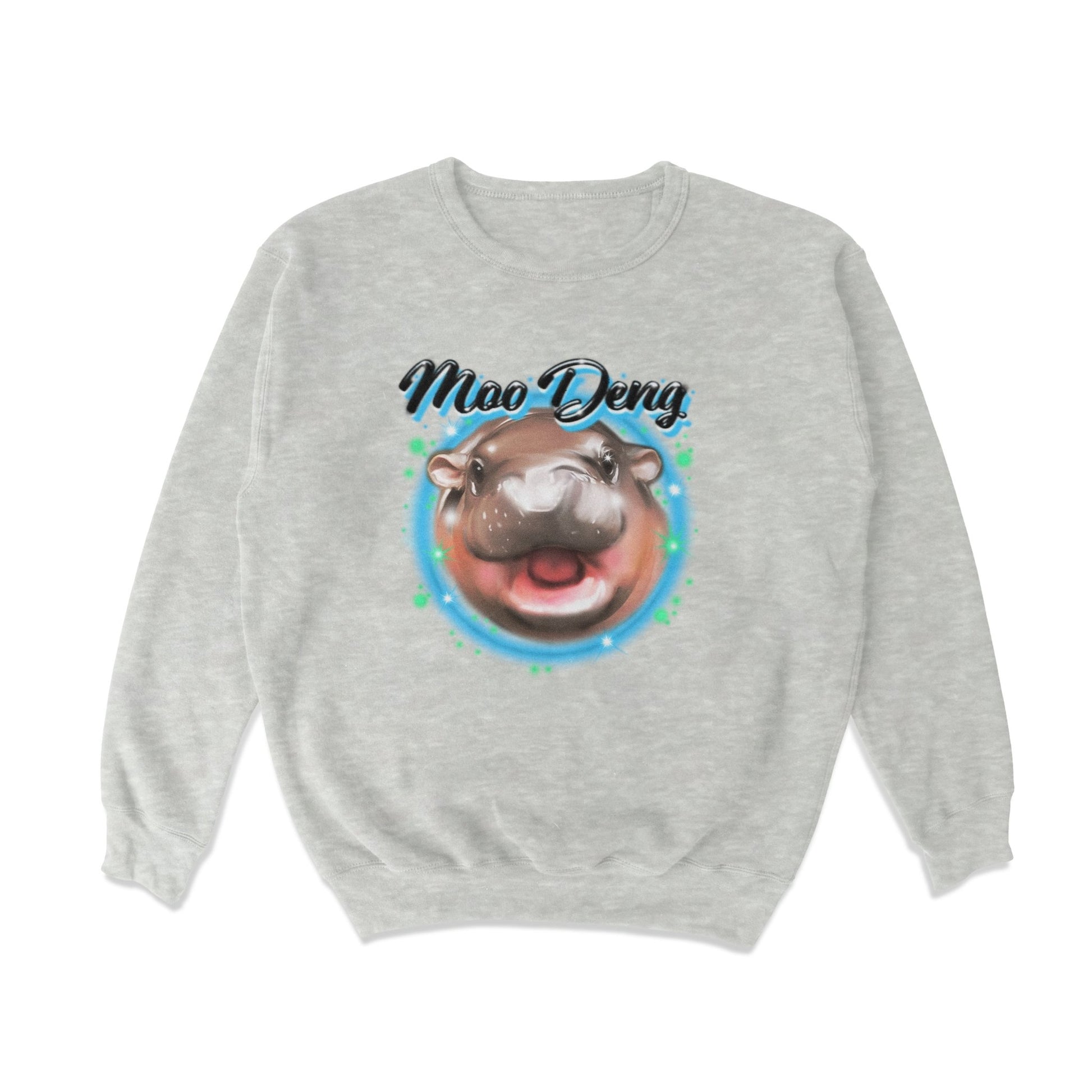 Moo Deng Airbrush Crewneck Sweatshirt - Shitheadsteve