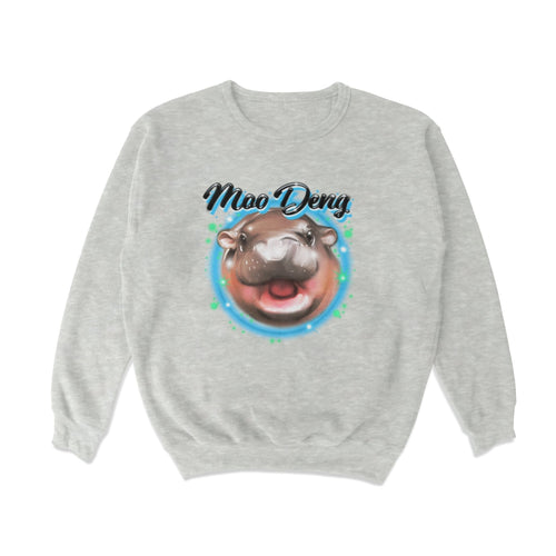 Moo Deng Airbrush Crewneck Sweatshirt - Shitheadsteve