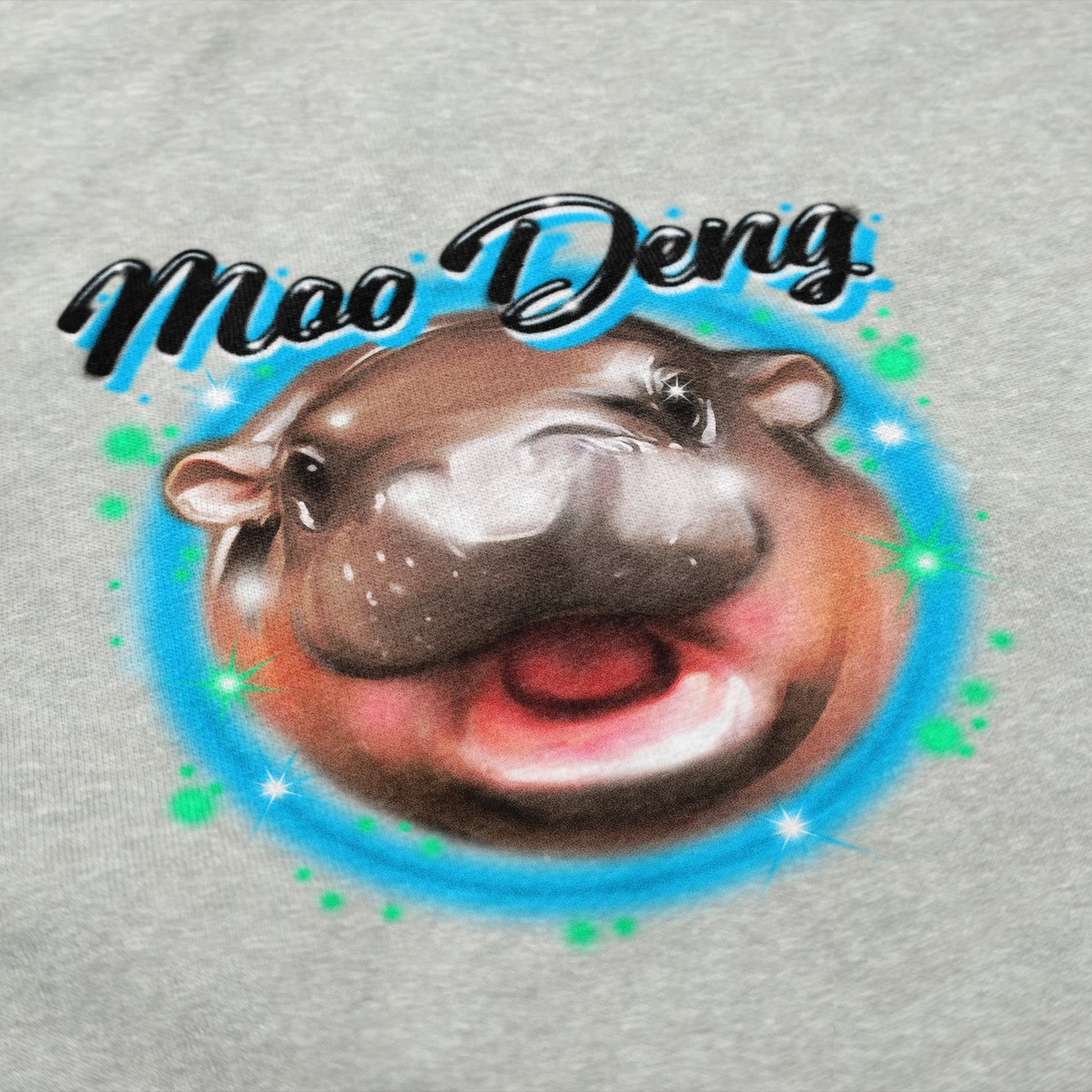 Moo Deng Airbrush Crewneck Sweatshirt - Shitheadsteve