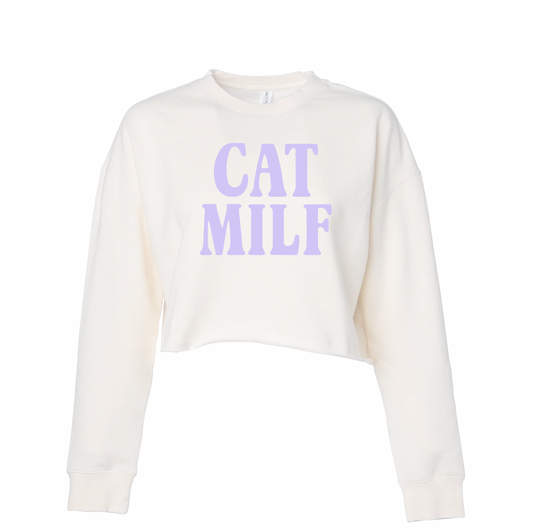 Cat Milf Cropped Crewneck Sweatshirt